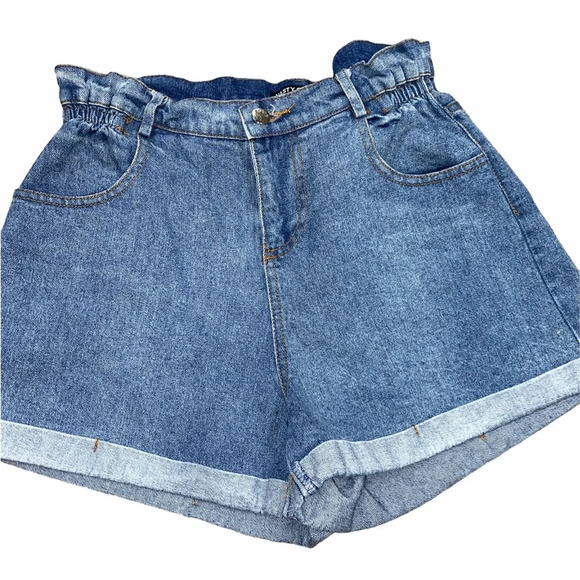 Nasty Gal denim paper bag high waisted shorts size medium - Picture 1 of 8